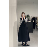 Fongt Small Fragrant Wind Wood Ear Half High Collar Bottom Shirt Folded Folded Bud Vest Skirt Set