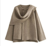 Fongt For - Women's Explosive Asymmetric Scarf Short Knitted Coat
