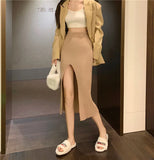 New Sexy Open Skirt Dress Girl Slim Skinny Knitted Skirt Pure Wind High Waist Temperament