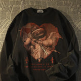 Europe Love Angel Print Y2K Sweatshirt Hip Hop Cool Streetwear Oversized Pullover Dark Goth Tops Harajuku Kawaii