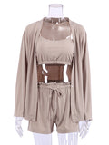 Brown Pajamas Women 3 Piece