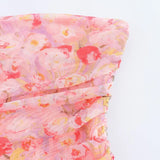 Fongt Women's Clothing 2025 Summer New Fashion Irregular Printing Net Tsets Tsets