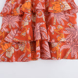 Spring Printed V-Collar Laminated Midi Dress 3349187-Outfit
