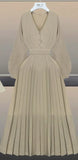 Size Office Ladies Elegant Dress Suits 2022 Spring Long Sleeve Pleated Dresses And Double Breasted Vest Two Piece Set