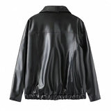 Black Bow Faux Leather Biker Jacket-Outfit