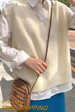 Knitted Solid Color Sleeveless Vest Sweaters 2023 Autumn and Winter Korean Style Womens Pullovers Womens Knitwear