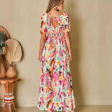 Fongt Women's Open-Sleeved Dress Print With Large Dress Dress Women 8023