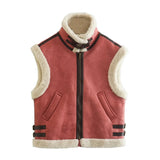Fongt New Women's Fur All-In-One Velvet Splicing Cotton Vest Vest Vest Coat Women's Top A19588