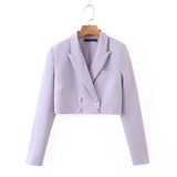 Cropped Buttoned Blazer And Skirt Two Piece Set-Outfit