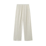 Spring Knitted Slimming Blouse Solid Color Texture Trousers Set 5039346-Outfit