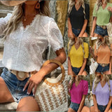 Fongt Summer New Solid-Color Short-Sleeved Hollow