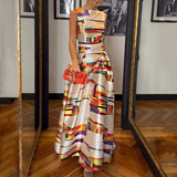 Fongt New Fall 2023 Fashion Casual Print Waist Slim Sleeveless Dress-Outfit