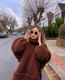 Fongt New Sweater Knitted Shirt Women's Fluffy Long-Sleeved Turtleneck Sweater