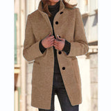 Fongt Autumn And Winter Women's New Ebay Retro Solid Color Button Collar Hair