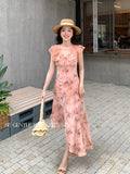 Fongt Xixi 13 Lines 2025 Summer New Elegant Temperament Printing Pure Desire High-Waist Short-Sleeved Dress 88362