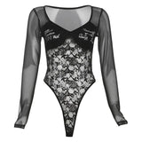 Autumn 2024 New Women's Fashion Sexy Character Lace Hollow Solid Color