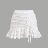 Fongt Half-Dress Girl Hottie Thin A-Word Short Skirt Summer New High-Waist College Style Pure Folding Skirt