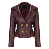 The New Burgundy Short Jacket Jacket Pleated Skirt Suit Female-Outfit