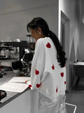 Women Mushroom Printed Sweaters Autumn Winter Casual Round Neck Loose Pullovers 2023 Female Elegant Warm Long Sleeved