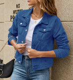 Fashion And Slim Lapel Denim Coat-Outfit