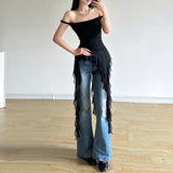 2024 Summer New Women's Solid Color Dress Street Fashion Word-Collar Sleeveless