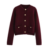 Fongt 2025 New Women's Button Knitted Jacket Little Scented Women's Sweater E3336