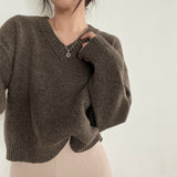 V-Neck Pullover Dark Academia Sweater-Outfit