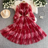 Fongt High-End Chiffon Dress Women Autumn New Temperament Banquet Dress Phony Holiday Princess Dress