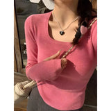 Fongt Bottomed Women's 2024 New Spring And Autumn Gray Sweater To Collar Knitted Shirt High-End Feel Inside The