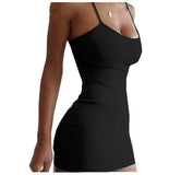 Fongt Summer New Ladies Dress Simple Design Club Hanging Neck Sexy Waist Slimed Body