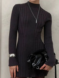 Fongt Half-Necked Dress Knitted Dress Spring 2025 Temperament Tweed A-Word Skirt