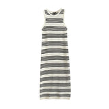Summer Leisure Commuter Slim Striped Knitted Sleeveless Dress-Outfit