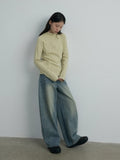 [Daihe] Autumn New Casual High Waist Retro Machete Temperament Versatile Wide Leg Contrast Color Jeans H7076-Outfit