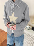 Vintage Star Patch Baggy Zip Up Hoodie-Outfit