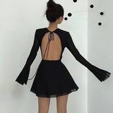 Fongt 2023 New Women's Ins Hot Girl Park Caiying With The Same Temperament Round Collar Horn Long Sleeve Gauze
