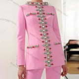 Fongt Early Spring New Fashion Heavy Industry Nails And Diamond Jacket Jacket Trousers Set Two Sets