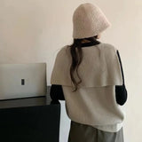 Fongt Version V-Collar Loose Show Thin Knit Vest 2024 New Small Fresh Sleeveless Sweater Vest Female-Outfit
