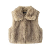Fongt Women's ZA Flat For Fashion Vest Faux Fur Effect Vest