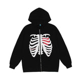 Fongt Batch Hoodie Jersey Bone Dark Y2k Zipper Plus Velvet Clothes