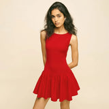 Fongt Women's Wear Summer 2024 New Solid Color Sleeveless Splicing Dress Women's Dress-Outfit