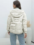 Station Down Cotton-Padded Jacket 2023 New Women's Winter Thickened Cotton-Padded Jacket Popular Style Bright Color Vertical Collar Cotton-Padded Jacket-Outfit