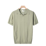 Fongt Fashion Knitted T-Shirt Men's Summer Niche Breathable Short-Sleeved POLO Shirt Korean Version Of Loose Half-Sleeved Top
