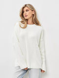 Fongt / Winter 2024 Round Collar Loose Long Sleeve Basic Casual Sweater