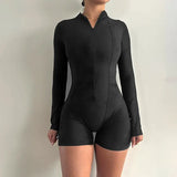 Fongt Burst Jumpsuit Zipper High-Collar Women's Tight-Sleeved