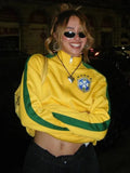 Yellow Zipper Brazil Tracksuit Jacket-Outfit