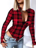Fongt Women's Wear Temperament Plaid Long Sleeve