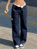 Fold Over Waist Y2K Straight Leg Pants-Outfit