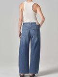Casual Loose, Wide-Leg Drawn Rope Jeans, Women's Jeans-Outfit