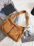 Large Canvas Satchel Bag-Outfit