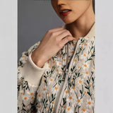Fongt Autumn And Winter Dais Dais Dais Printing And Dye Pocket Zipper Short Flight Jacket Cotton Clothes Women WQK0501